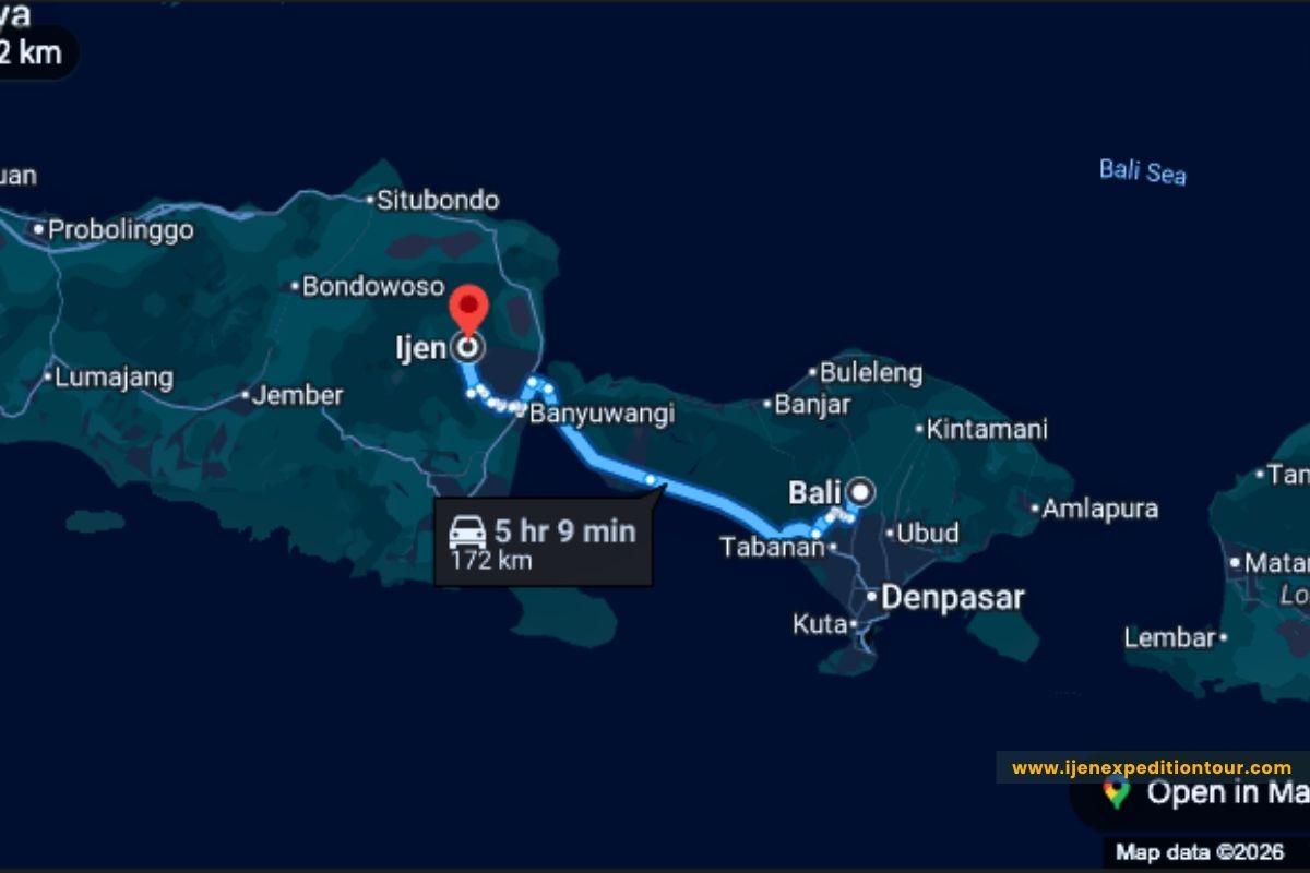 travel route map from bali to mount ijen east java