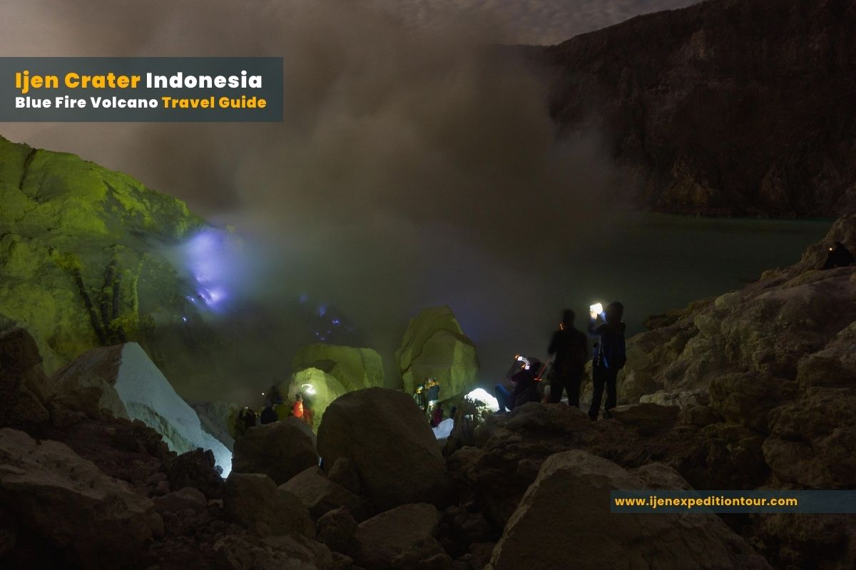 tourists visiting kawah ijen volcano east java