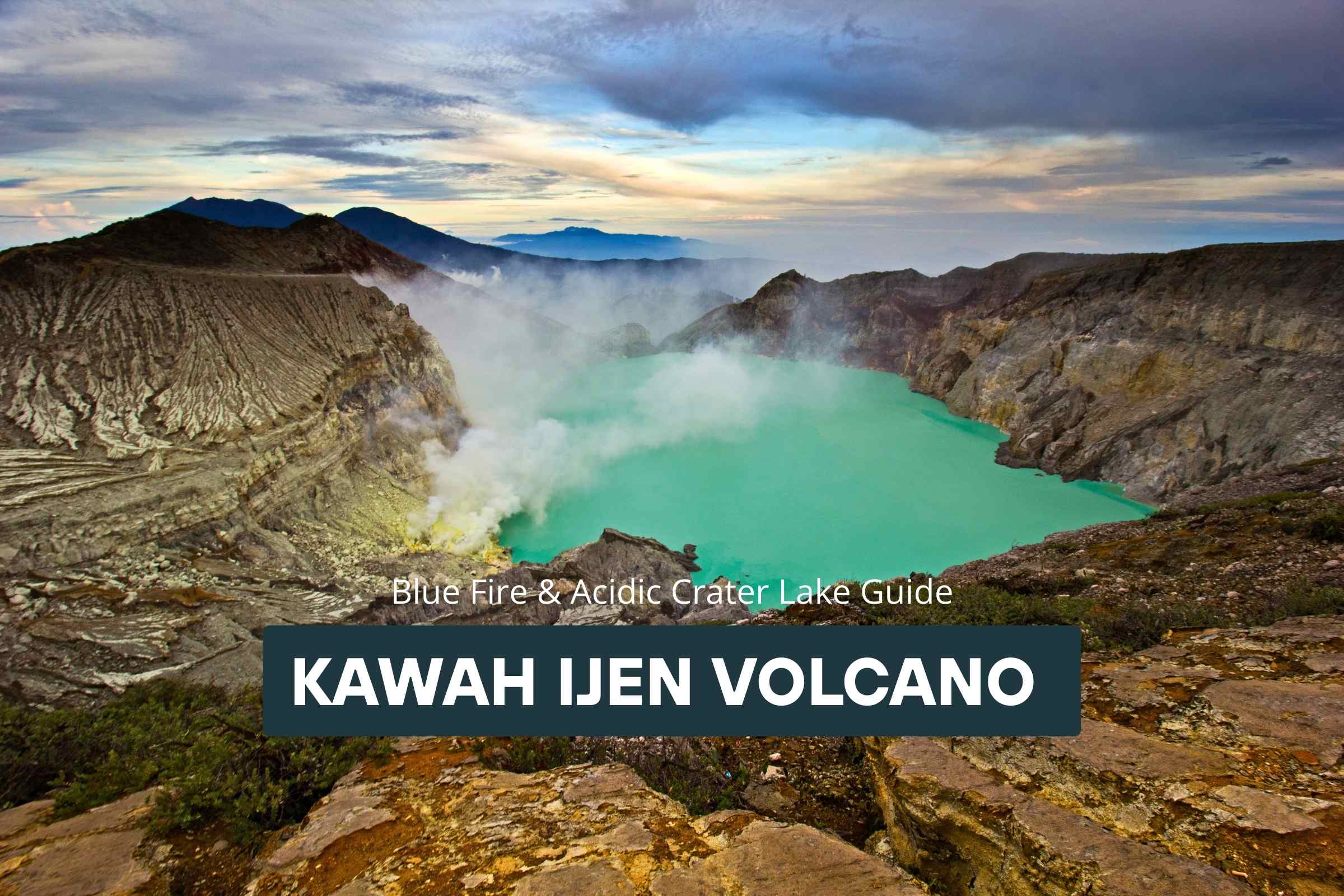 Kawah Ijen volcano crater lake in East Java, Indonesia