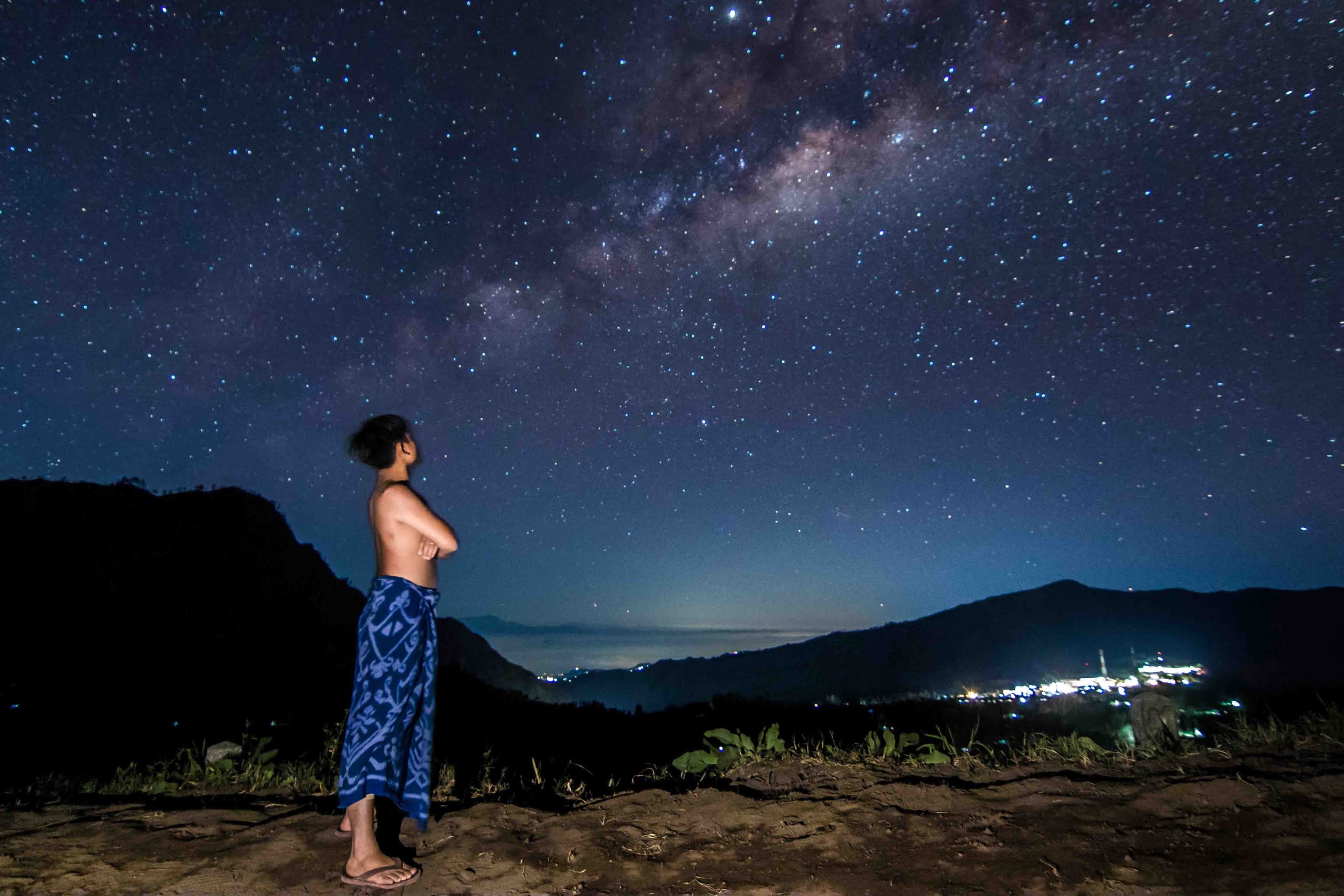 Photography of the Milky Way over Mount Bromo and Mount Semeru