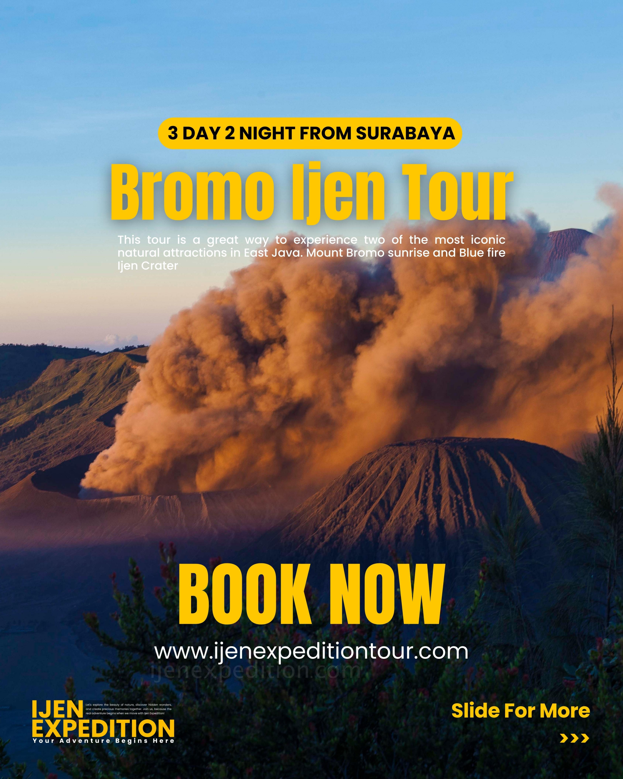 Bromo ijen tour 3 day 2 Night from surabaya Price List 2024