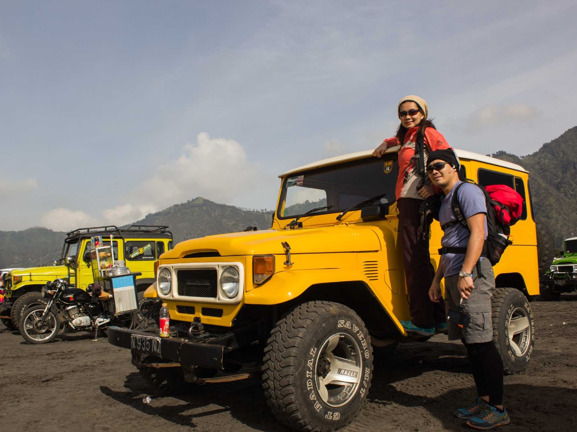 Mount Bromo jeep tour crossing the Sea of Sand in Tengger Caldera