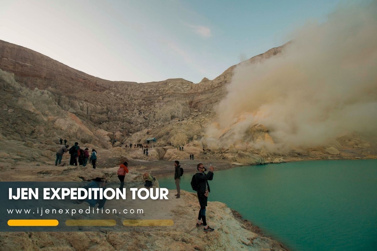 Local guide leading a volcano hike in East Java