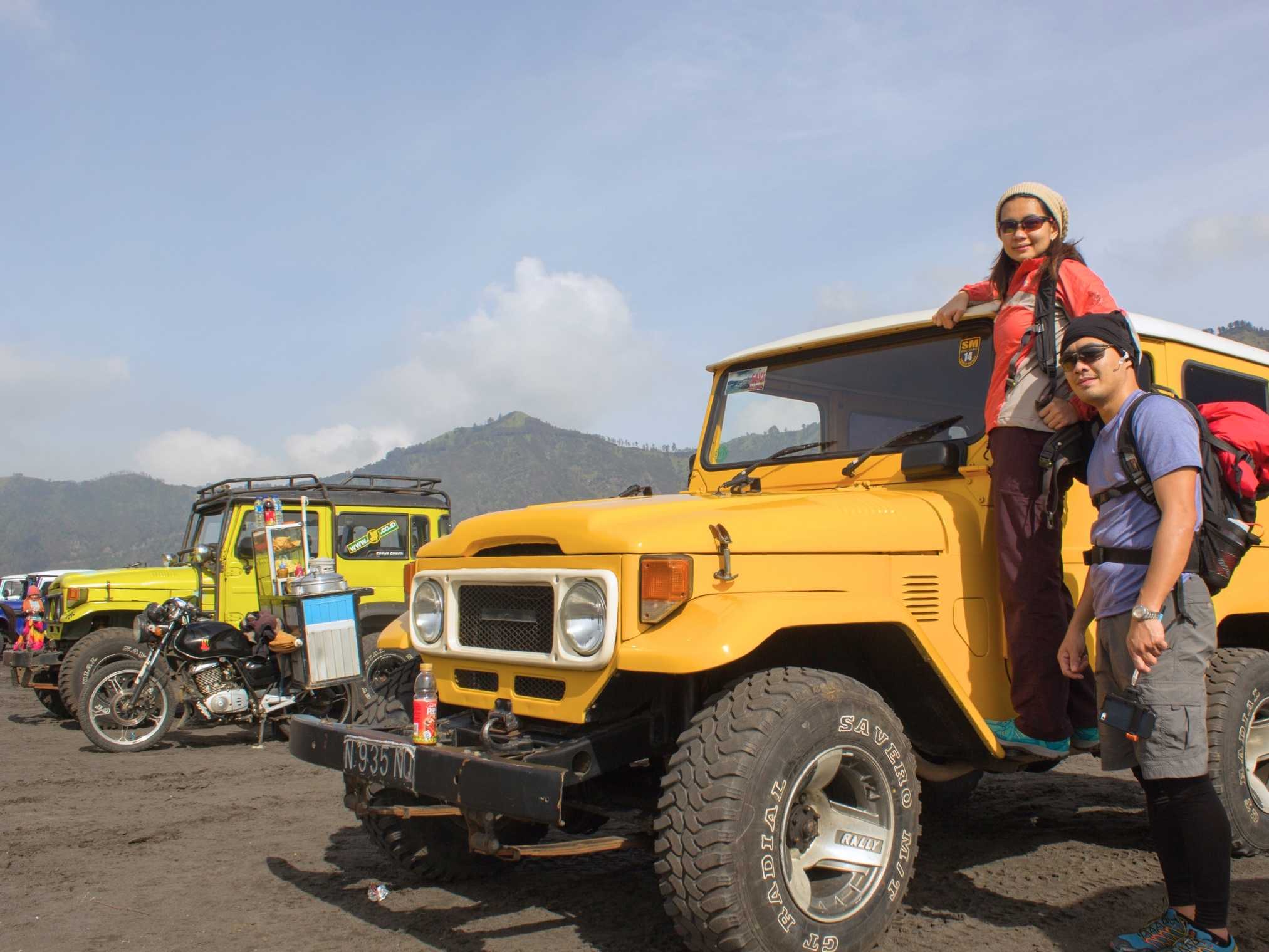 4WD jeep during Mount Bromo midnight tour across Sea of Sand