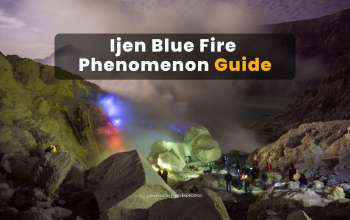 Ijen blue fire phenomenon glowing inside Kawah Ijen crater at night in East Java Indonesia